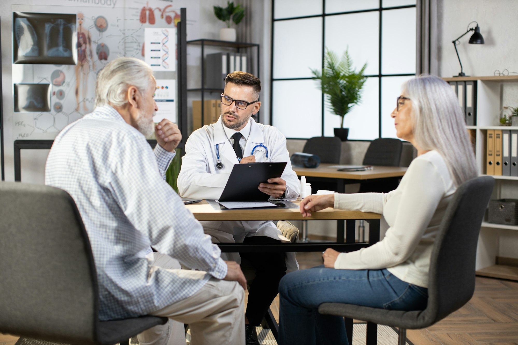 Senior couple having examination at medical center