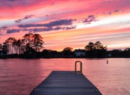 Late spring sunset over a pier