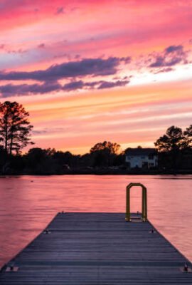 Late spring sunset over a pier
